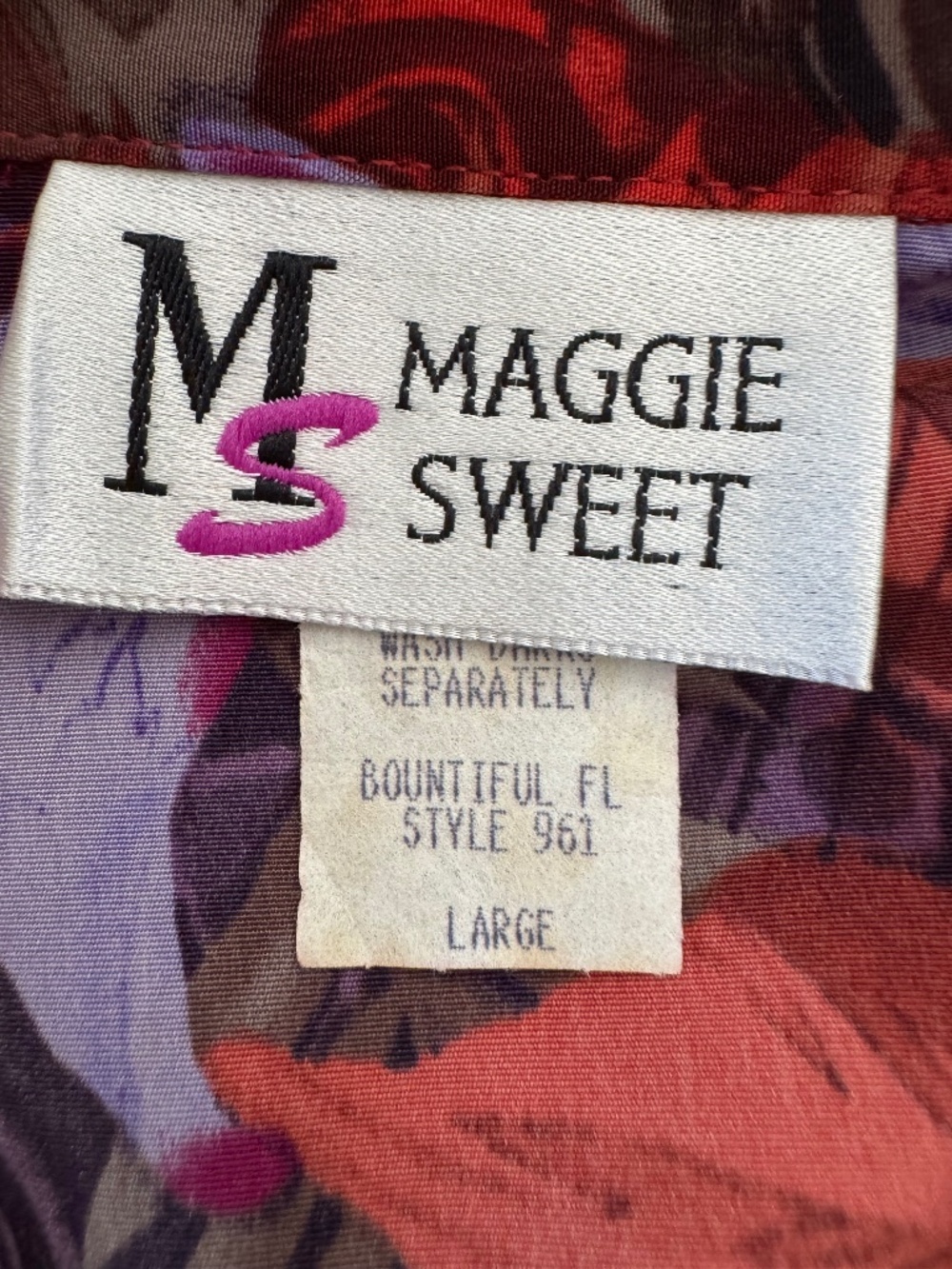 Maggie Sweet Button Down Shirt Size Large Tropical Floral Print - Picture 2 of 7